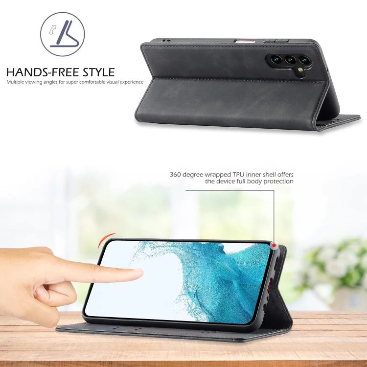 For Galaxy S26 FE 5G LC.IMEEKE Strong Magnetism Microfiber Leather Phone Case(Black) - Image 4