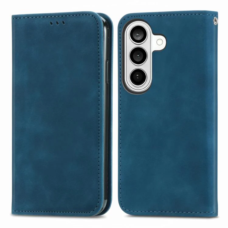 For Galaxy S26 FE 5G Retro Skin Feel Magnetic Leather Phone Case(Blue) - Image 2