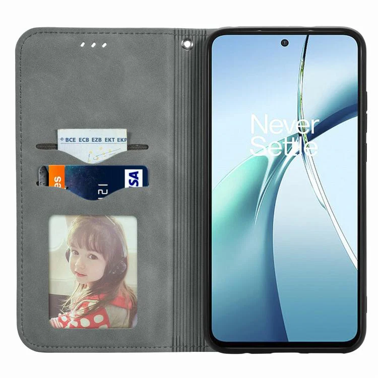 For Galaxy S26 FE 5G Retro Skin Feel Magnetic Leather Phone Case(Gray) - Image 3