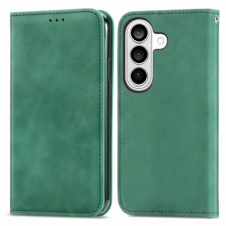 For Galaxy S26 FE 5G Retro Skin Feel Magnetic Leather Phone Case(Green) - Image 2