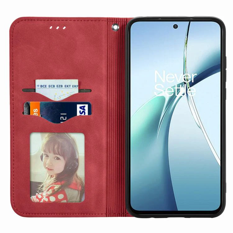 For Galaxy S26 FE 5G Retro Skin Feel Magnetic Leather Phone Case(Red) - Image 3