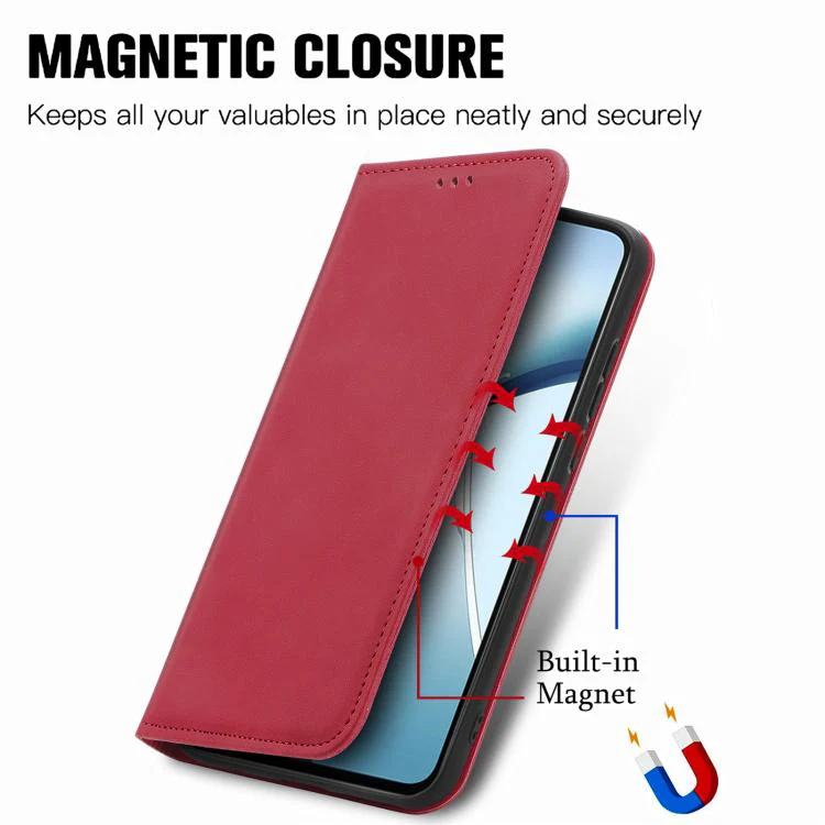 For Galaxy S26 FE 5G Retro Skin Feel Magnetic Leather Phone Case(Red) - Image 5