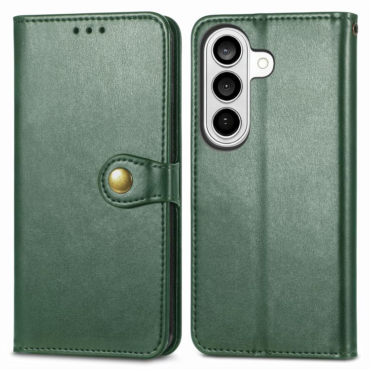 For Galaxy S26 FE 5G Retro Solid Color Buckle Leather Phone Case(Green)