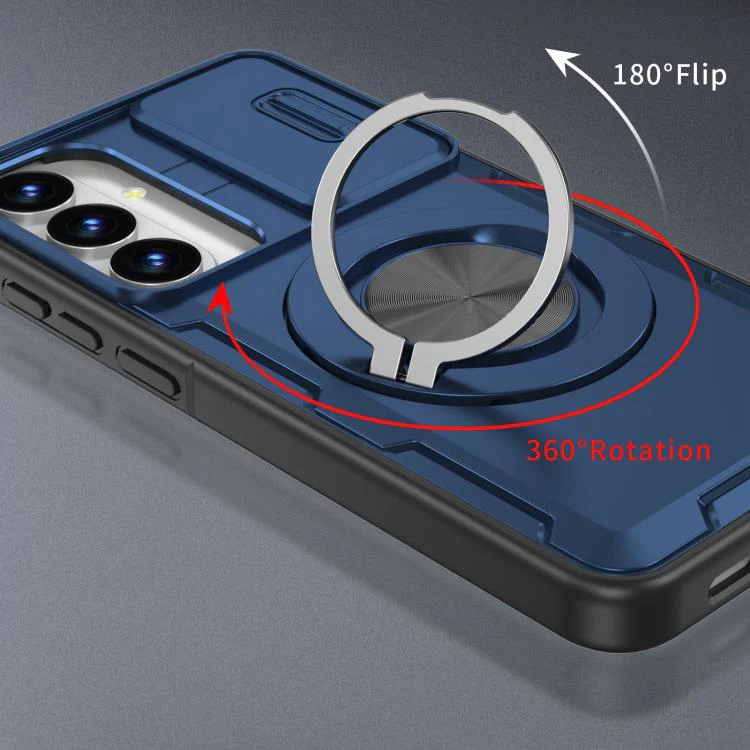 For Galaxy S26+ / S25+ / S24+ 5G Camshield Rotation Holder MagSafe Phone Case(Blue) - Image 3