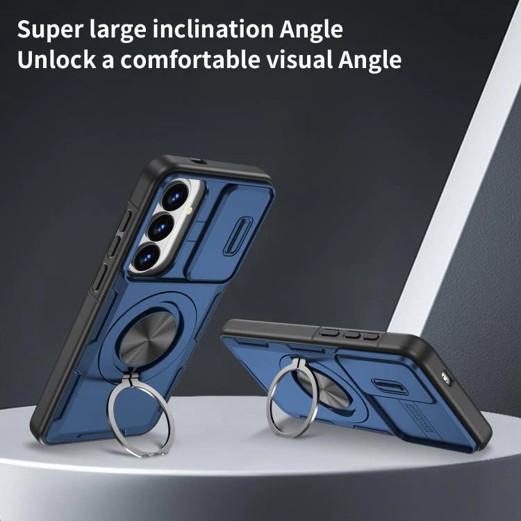 For Galaxy S26+ / S25+ / S24+ 5G Camshield Rotation Holder MagSafe Phone Case(Blue) - Image 4
