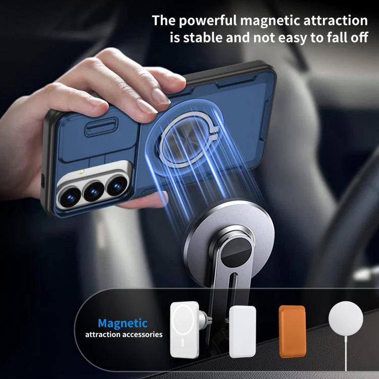 For Galaxy S26+ / S25+ / S24+ 5G Camshield Rotation Holder MagSafe Phone Case(Blue) - Image 8