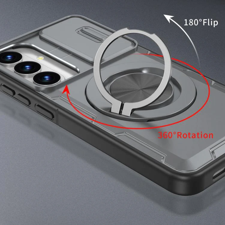For Galaxy S26+ / S25+ / S24+ 5G Camshield Rotation Holder MagSafe Phone Case(Grey) - Image 3