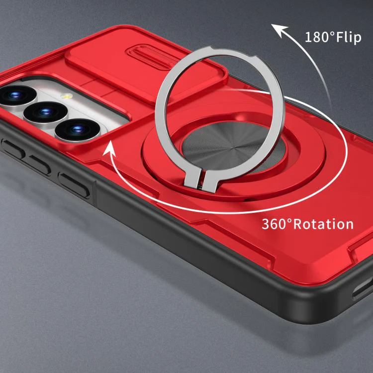 For Galaxy S26+ / S25+ / S24+ 5G Camshield Rotation Holder MagSafe Phone Case(Red) - Image 3