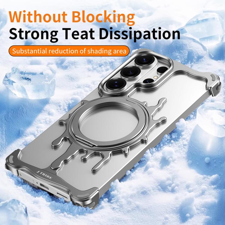 For Galaxy S26 Ultra 5G J TRIBE Glacier Series Cooling 360-Degree Rotating Holder Magnetic Phone Case(Grey) - Image 5