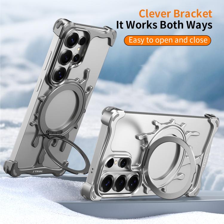 For Galaxy S26 Ultra 5G J TRIBE Glacier Series Cooling 360-Degree Rotating Holder Magnetic Phone Case(Silver) - Image 9
