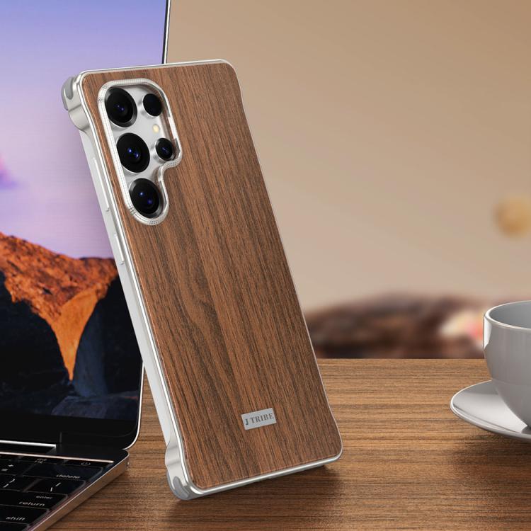For Galaxy S26 Ultra 5G J TRIBE Metal Frameless Wood Texture MagSafe Phone Case(Walnut)