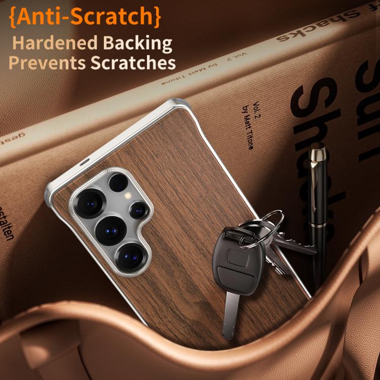 For Galaxy S26 Ultra 5G J TRIBE Metal Frameless Wood Texture MagSafe Phone Case(Walnut) - Image 3