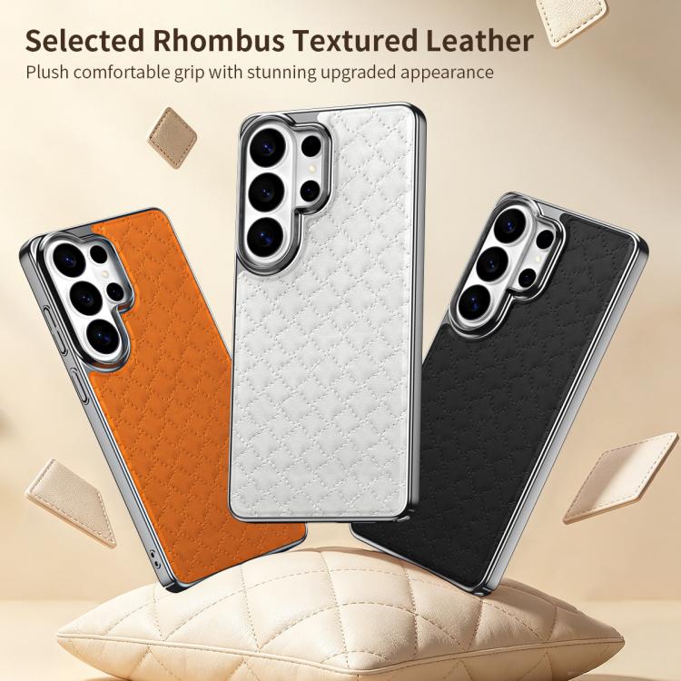 For Galaxy S26 Ultra 5G Rhombus Texture Magnetic Vegan Leather Phone Case(Black) - Image 2