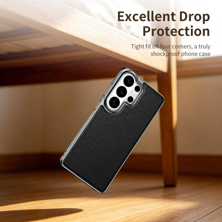 For Galaxy S26 Ultra 5G Rhombus Texture Magnetic Vegan Leather Phone Case(Red) - Image 4