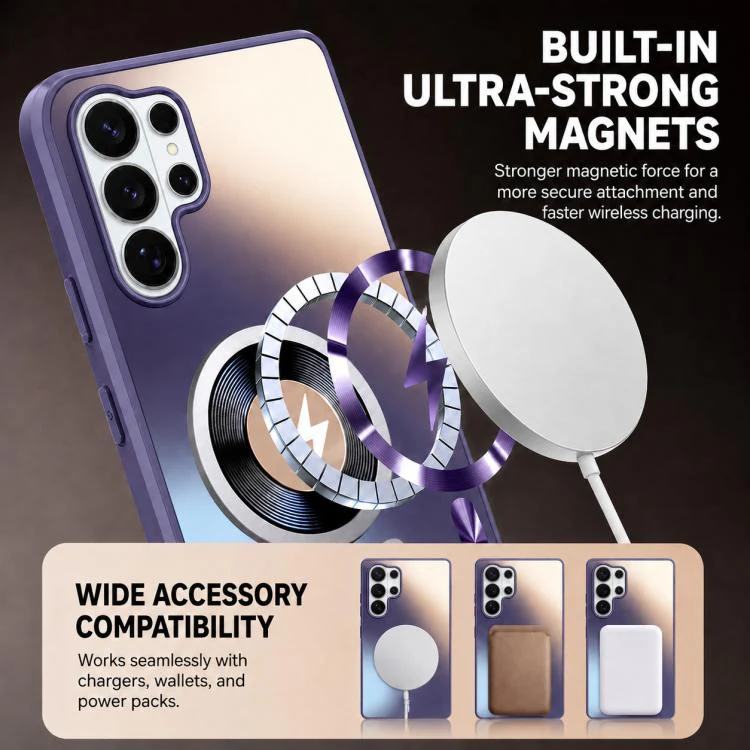 For Galaxy S26 Ultra 5G Vacuum Electroplated Magnetic Phone Case(Light Blue) - Image 4