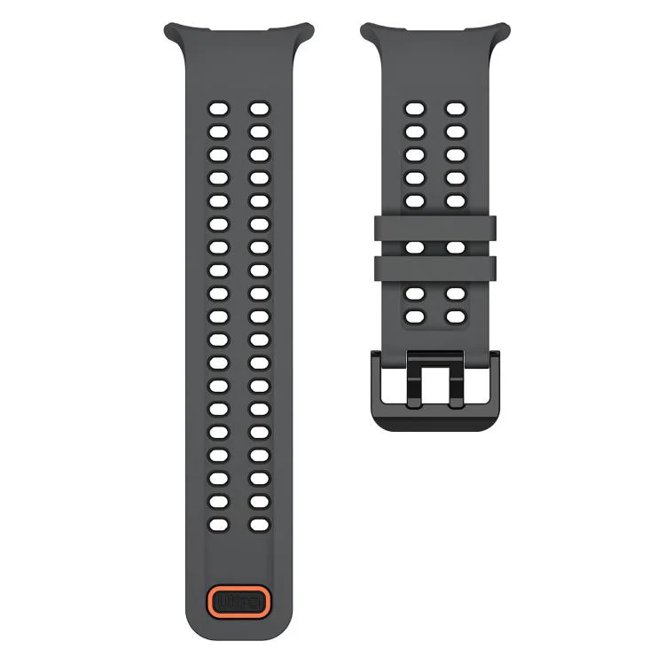 For Galaxy Watch Ultra 2025 / Ultra 47mm Two Color Double-Row Pin Buckle Silicone Watch Band(Coal Black) - Image 4