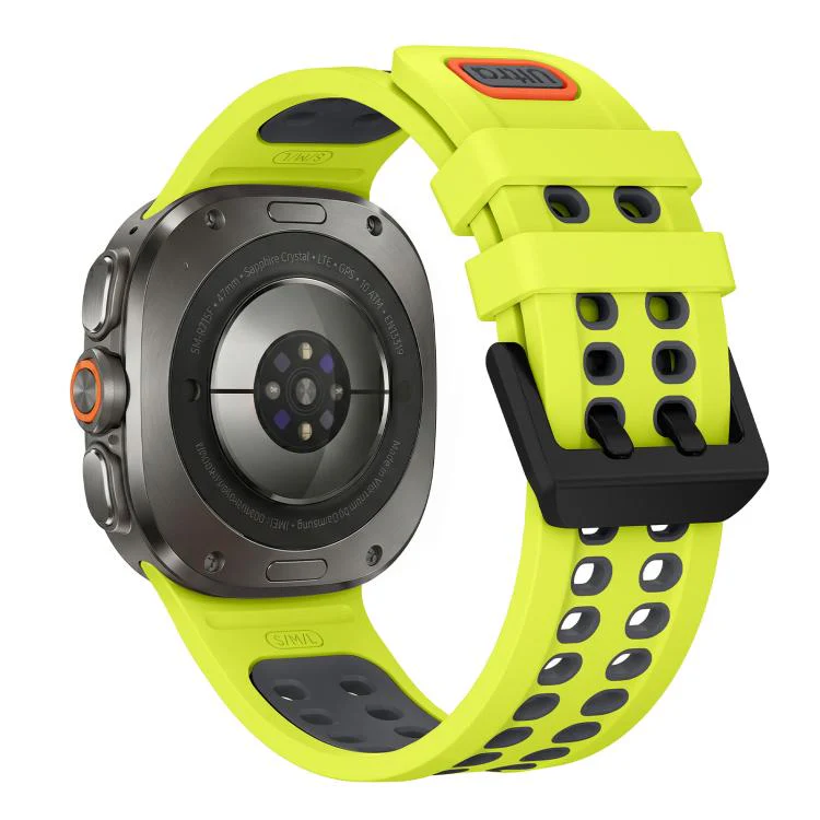 For Galaxy Watch Ultra 2025 / Ultra 47mm Two Color Double-Row Pin Buckle Silicone Watch Band(Lime Gray) - Image 2