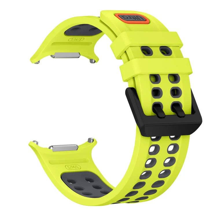 For Galaxy Watch Ultra 2025 / Ultra 47mm Two Color Double-Row Pin Buckle Silicone Watch Band(Lime Gray) - Image 3