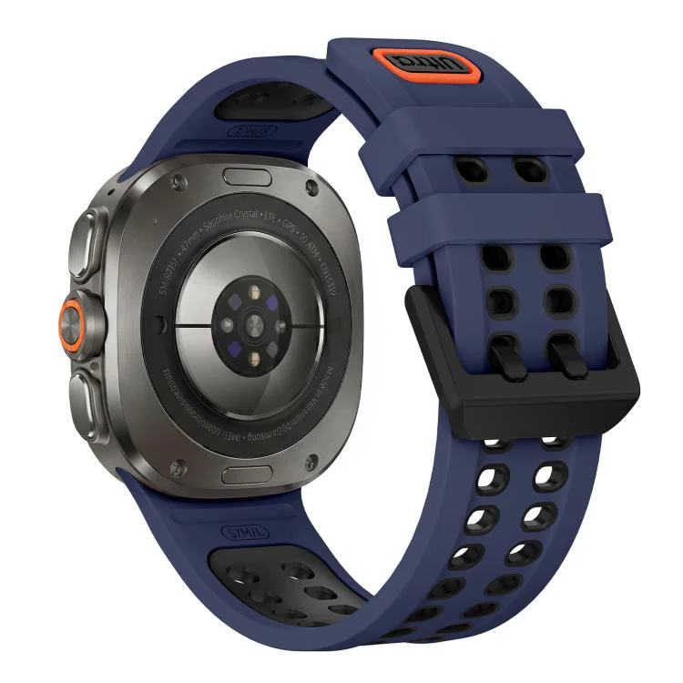 For Galaxy Watch Ultra 2025 / Ultra 47mm Two Color Double-Row Pin Buckle Silicone Watch Band(Midnight Blue Black) - Image 2