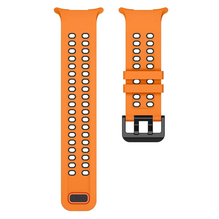 For Galaxy Watch Ultra 2025 / Ultra 47mm Two Color Double-Row Pin Buckle Silicone Watch Band(Orange Black) - Image 4