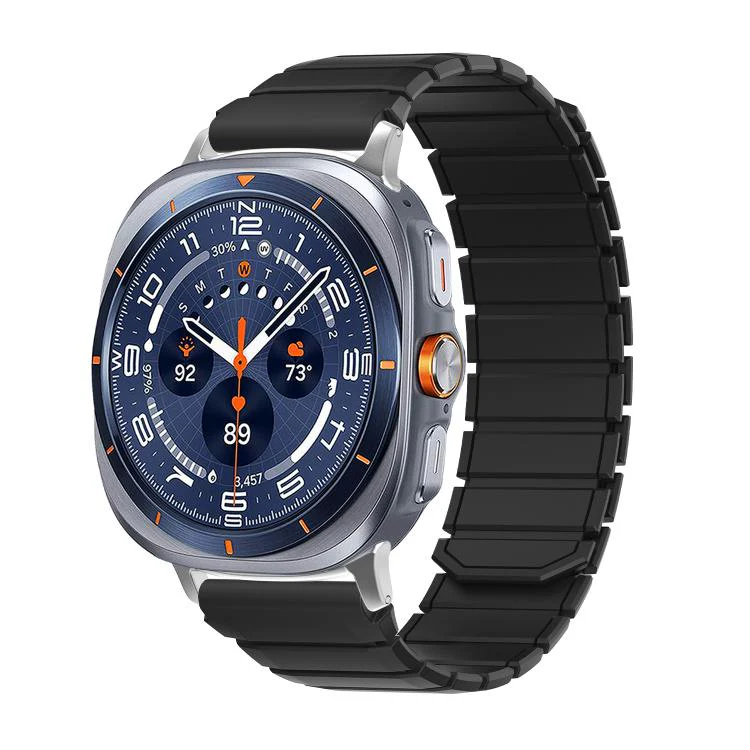 For Galaxy Watch Ultra 2026-2024 Two Color Magnetic Silicone Watch Band(Black)