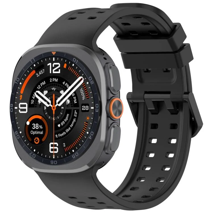 For Galaxy Watch Ultra 47mm / Ultra 2025 Double-Row Pin Buckle Silicone Watch Band(Black)