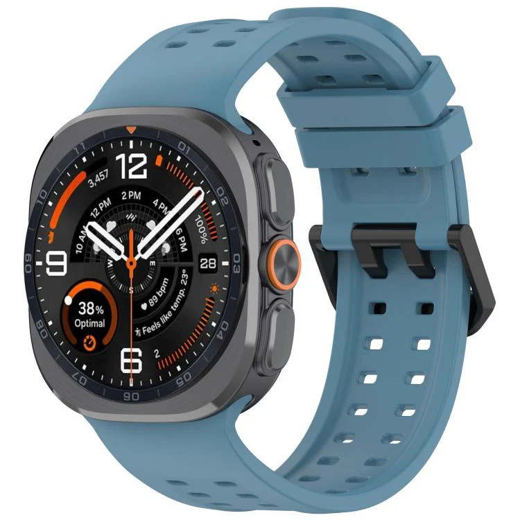 For Galaxy Watch Ultra 47mm / Ultra 2025 Double-Row Pin Buckle Silicone Watch Band(Blue)