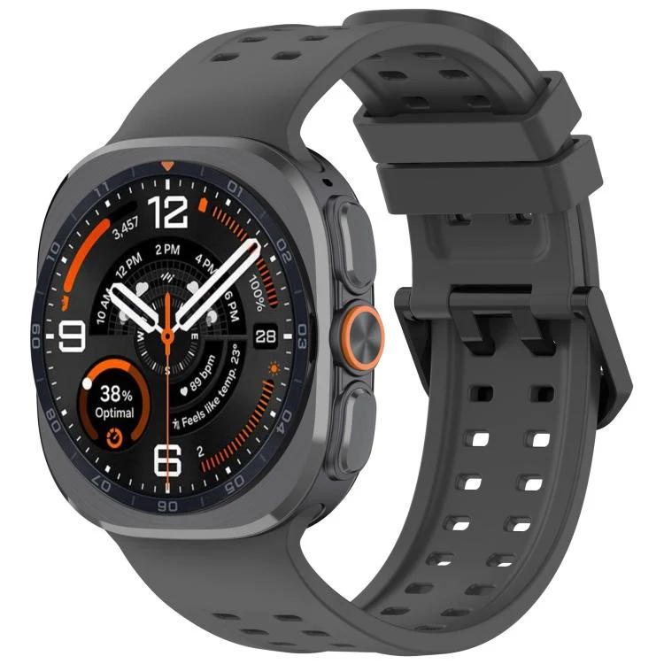 For Galaxy Watch Ultra 47mm / Ultra 2025 Double-Row Pin Buckle Silicone Watch Band(Dark Gray)