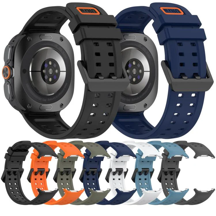 For Galaxy Watch Ultra 47mm / Ultra 2025 Double-Row Pin Buckle Silicone Watch Band(Dark Gray) - Image 4