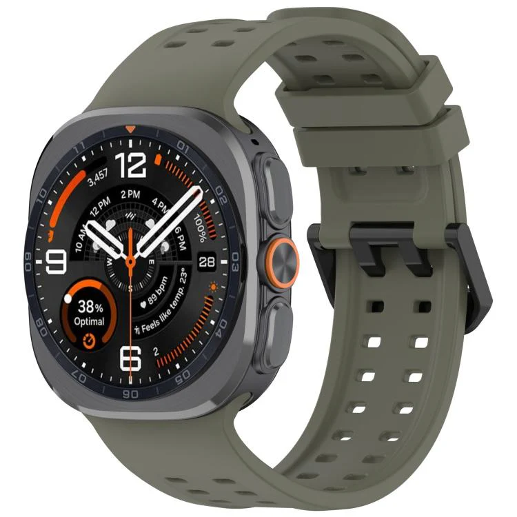 For Galaxy Watch Ultra 47mm / Ultra 2025 Double-Row Pin Buckle Silicone Watch Band(Green)