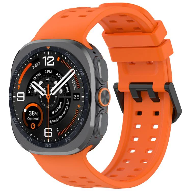 For Galaxy Watch Ultra 47mm / Ultra 2025 Double-Row Pin Buckle Silicone Watch Band(Orange)