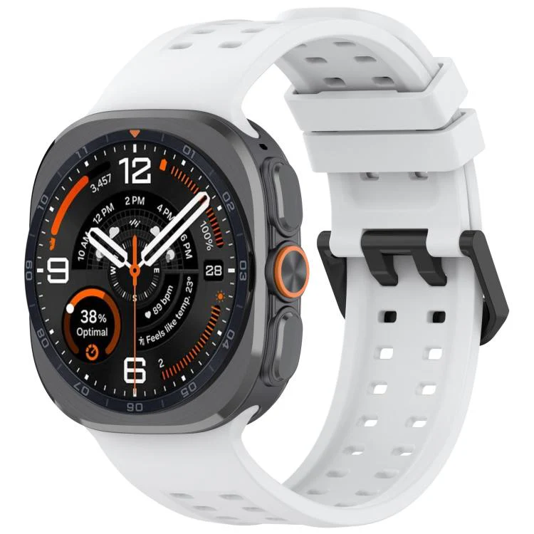 For Galaxy Watch Ultra 47mm / Ultra 2025 Double-Row Pin Buckle Silicone Watch Band(White)