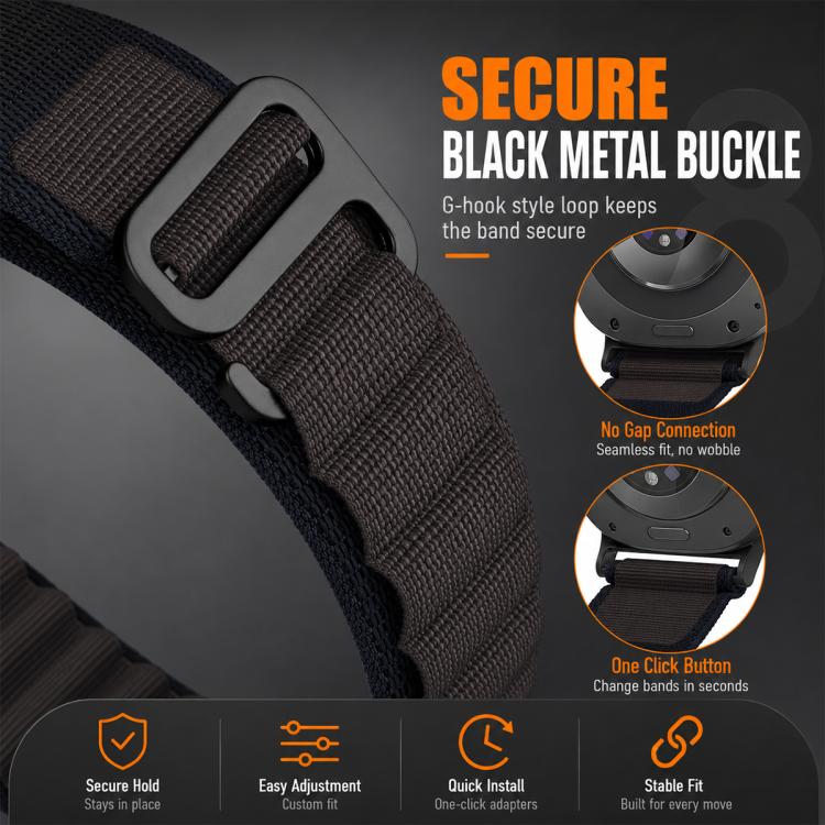 For Galaxy Watch Ultra / Ultra 2025 5 Pack xDfind Black Buckle Loop Nylon Watch Band - Image 3