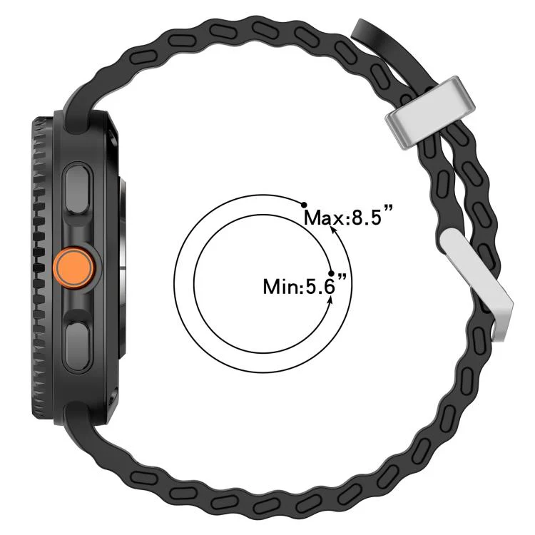 For Galaxy Watch8 / Watch8 Classic Ocean Two Color Dual-Row Hole Silver Buckle Silicone Watch Band(Coal Black) - Image 7