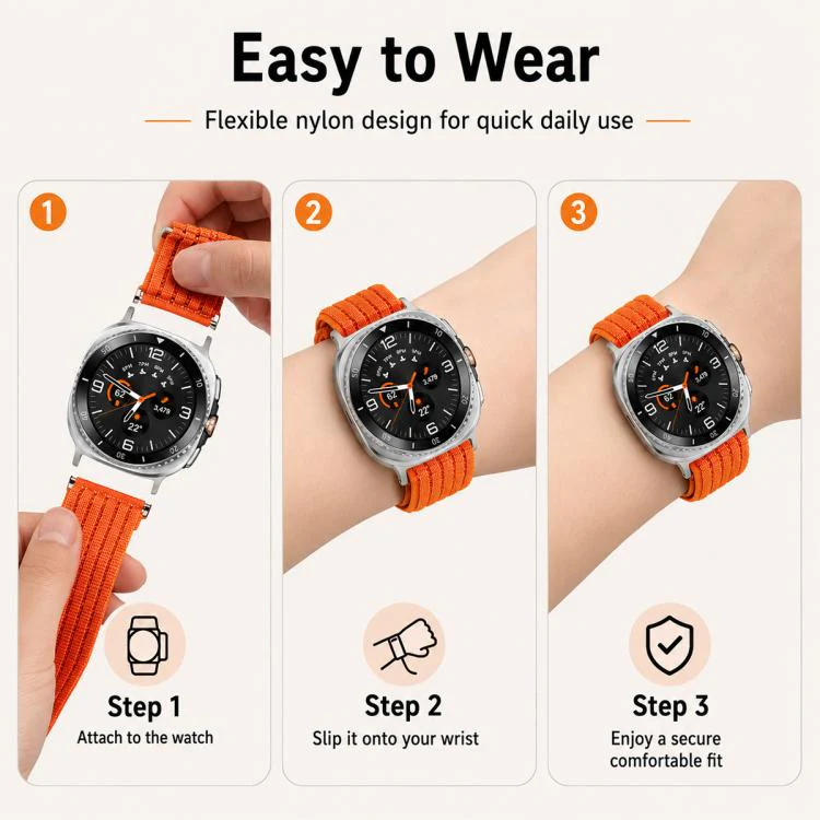 For Galaxy Watch8 / Watch8 Classic xDfind Nylon Breathable Hook And Loop Fastener Watch Band(Light Grey) - Image 8