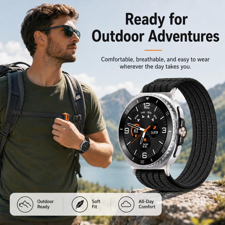 For Galaxy Watch8 / Watch8 Classic xDfind Nylon Breathable Hook And Loop Fastener Watch Band(Pearl Pink) - Image 11