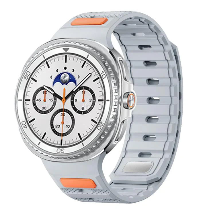 For Galaxy Watch9/8/9 Classic/8 Classic Dot Pattern Magnetic Solid Color Silicone Watch Band(Light Gray)