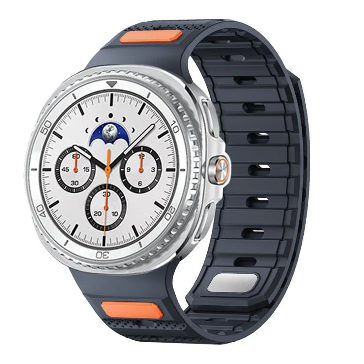 For Galaxy Watch9/8/9 Classic/8 Classic Dot Pattern Magnetic Solid Color Silicone Watch Band(Midnight Blue)