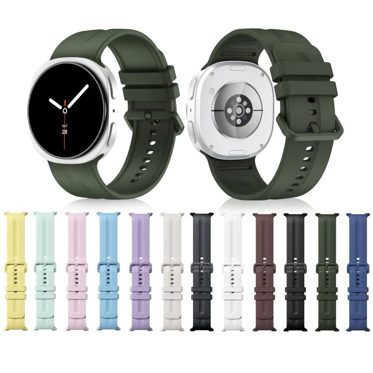 For Galaxy Watch9 / 8 / 9 Classic / 8 Classic Solid Color Vertical Striped Silicone Watch Band Size: L(Dark Gray) - Image 5