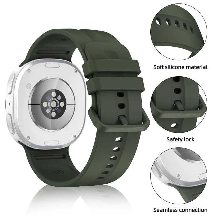 For Galaxy Watch9 / 8 / 9 Classic / 8 Classic Solid Color Vertical Striped Silicone Watch Band Size: L(Dark Green) - Image 3