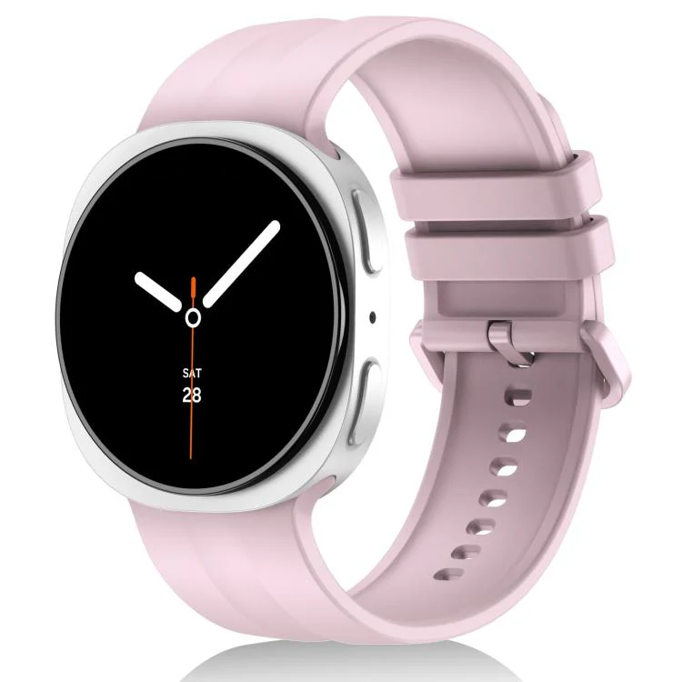 For Galaxy Watch9 / 8 / 9 Classic / 8 Classic Solid Color Vertical Striped Silicone Watch Band Size: L(Pink)