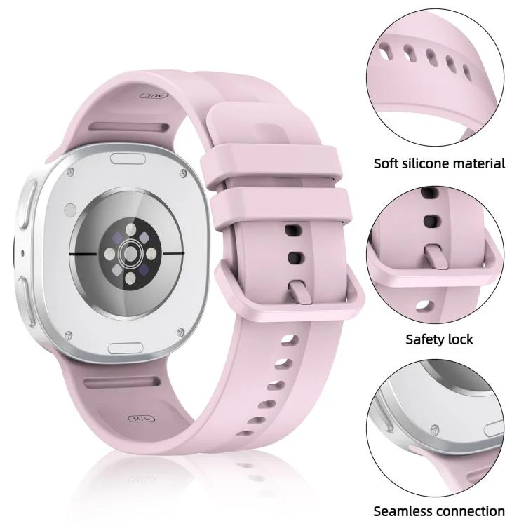 For Galaxy Watch9 / 8 / 9 Classic / 8 Classic Solid Color Vertical Striped Silicone Watch Band Size: L(Pink) - Image 3