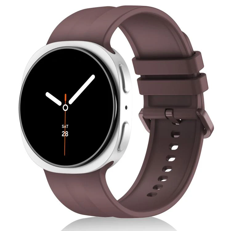 For Galaxy Watch9 / 8 / 9 Classic / 8 Classic Solid Color Vertical Striped Silicone Watch Band Size: L(Smoke Purple)