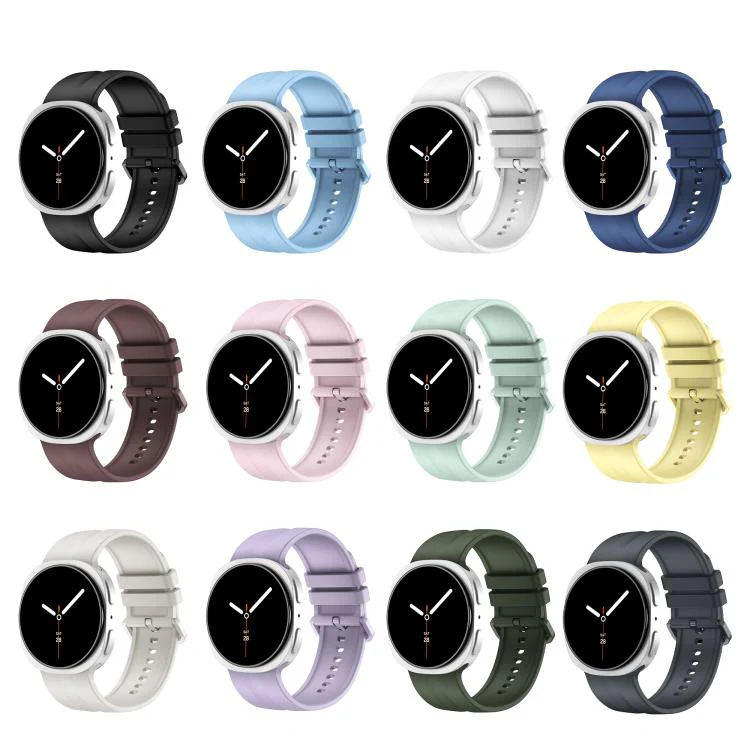 For Galaxy Watch9 / 8 / 9 Classic / 8 Classic Solid Color Vertical Striped Silicone Watch Band Size: L(Smoke Purple) - Image 7