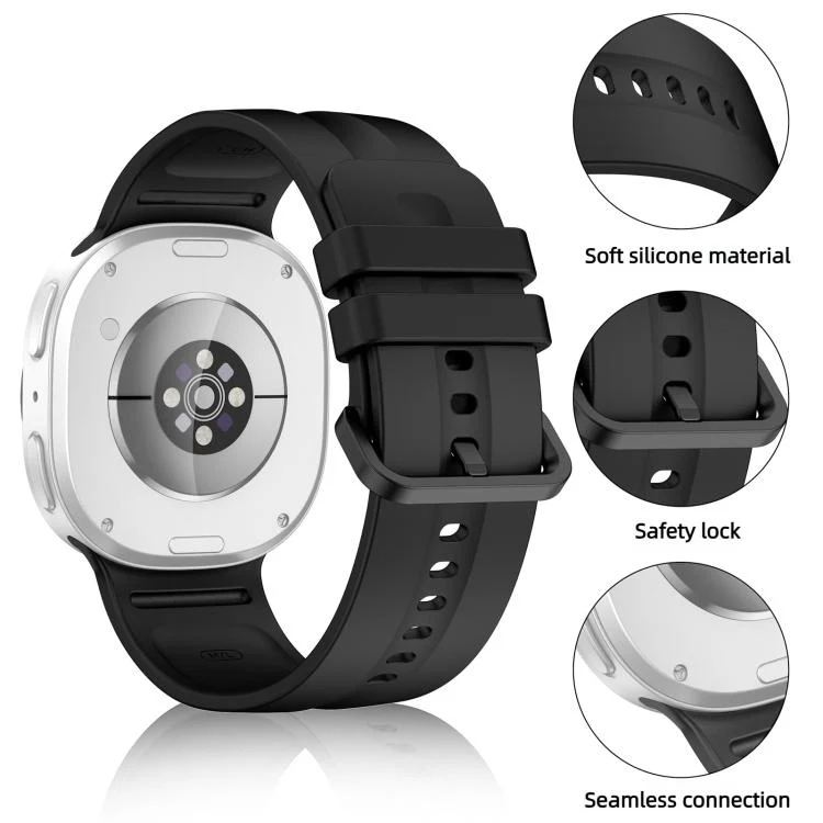 For Galaxy Watch9 / 8 / 9 Classic / 8 Classic Solid Color Vertical Striped Silicone Watch Band Size: S(Black) - Image 3