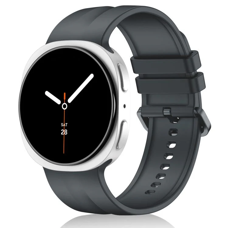 For Galaxy Watch9 / 8 / 9 Classic / 8 Classic Solid Color Vertical Striped Silicone Watch Band Size: S(Dark Gray)