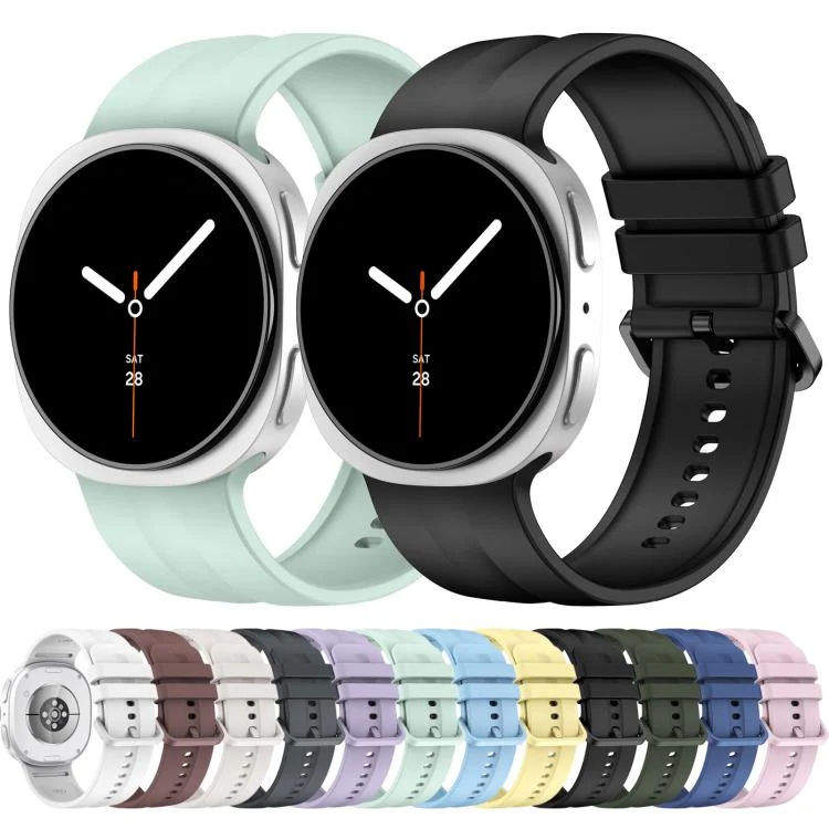 For Galaxy Watch9 / 8 / 9 Classic / 8 Classic Solid Color Vertical Striped Silicone Watch Band Size: S(Yellow) - Image 4