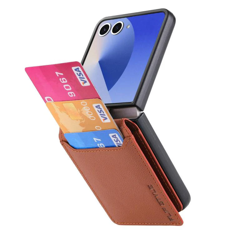 For Galaxy Z Flip8 5G Litchi Texture Leather Ring Wallet Phone Case(Brown) - Image 4