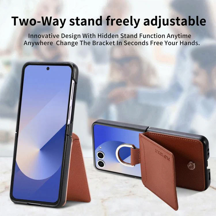 For Galaxy Z Flip8 5G Litchi Texture Leather Ring Wallet Phone Case(Brown) - Image 7