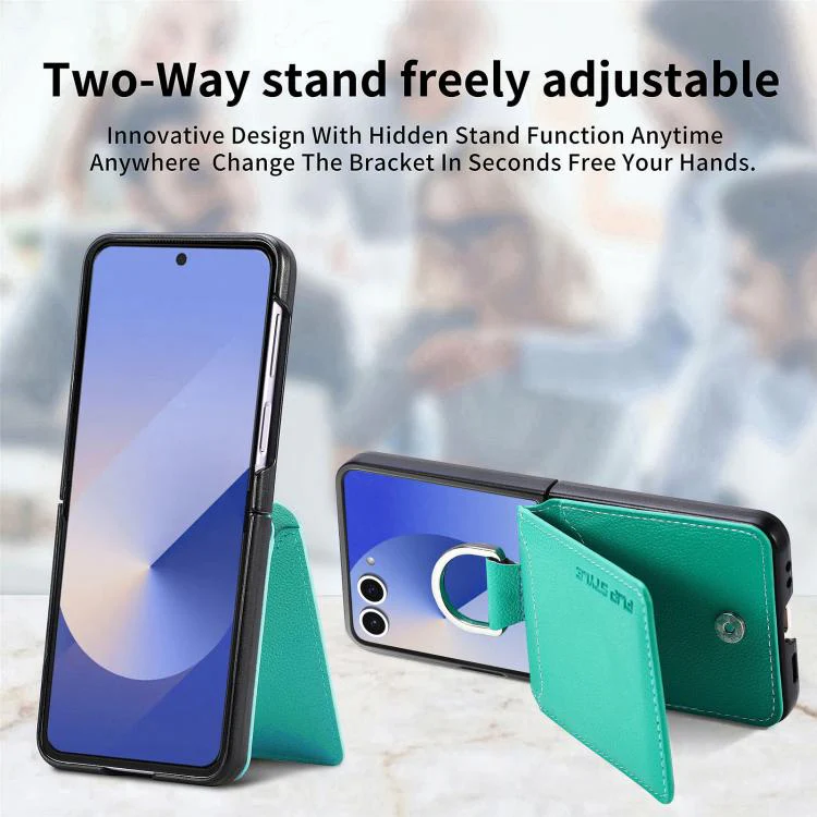 For Galaxy Z Flip8 5G Litchi Texture Leather Ring Wallet Phone Case(Green) - Image 7